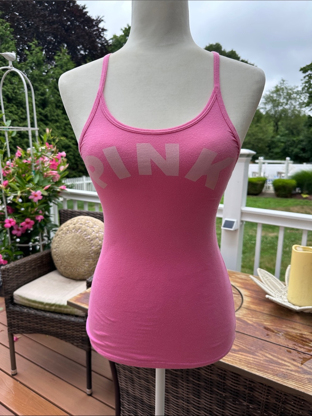 Vintage PINK Victoria's Secret Pink Logo Slim Fit Racerback Tank